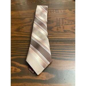 Vintage Envoy‎ Striped Beige Brown Neck Tie Neckwear